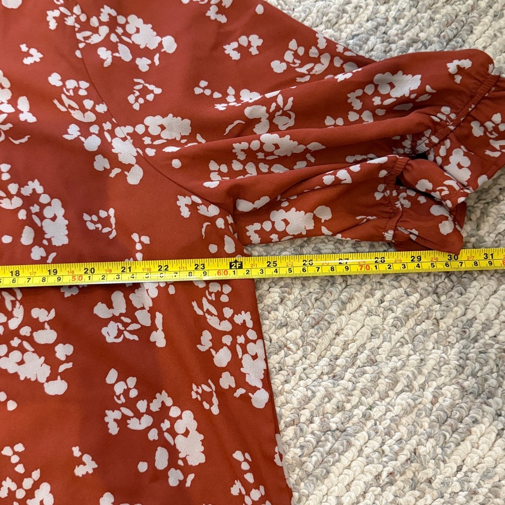 Tua Plus 3XL Rust Floral Blouse Scoop Neck Flowy Boho Plus Size Top - Picture 13 of 14